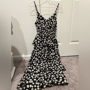 Midi black floral dress